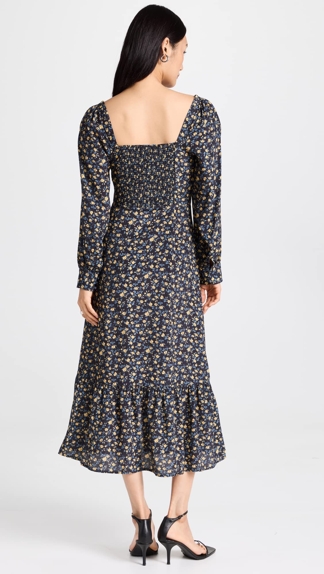 PAIGE Women's Bacari Dress - Flowy Midi Dress with V-Neck & Ruffle Sleeves for Casual Outings & Summer Vacations