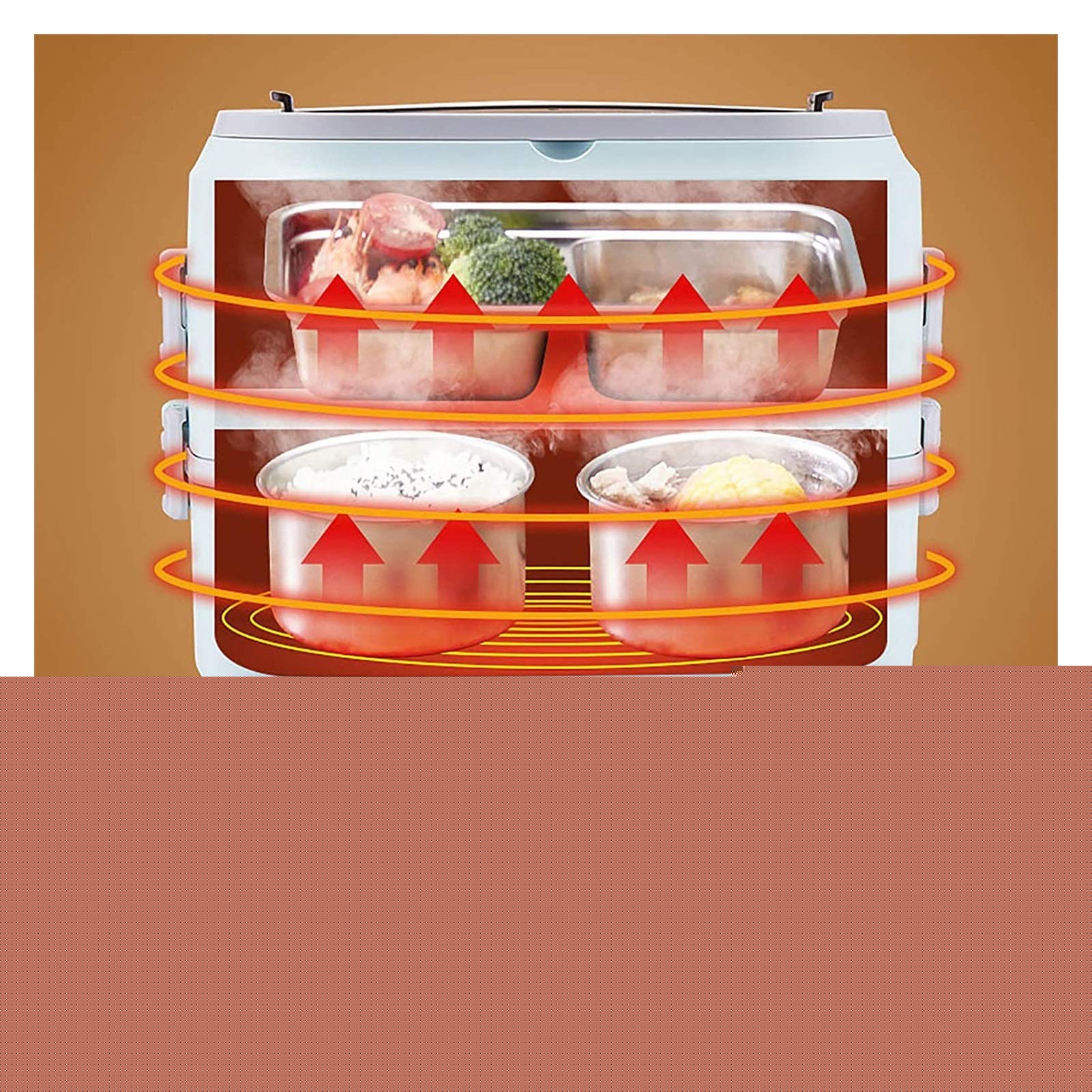 Portable Electric Lunch Box - Stainless Steel Food Warmer & Heater | 2-in-1 Insulated Lunch Container for Office, Travel & Home Use | Bento Box for Hot Meals On The Go (Size B)