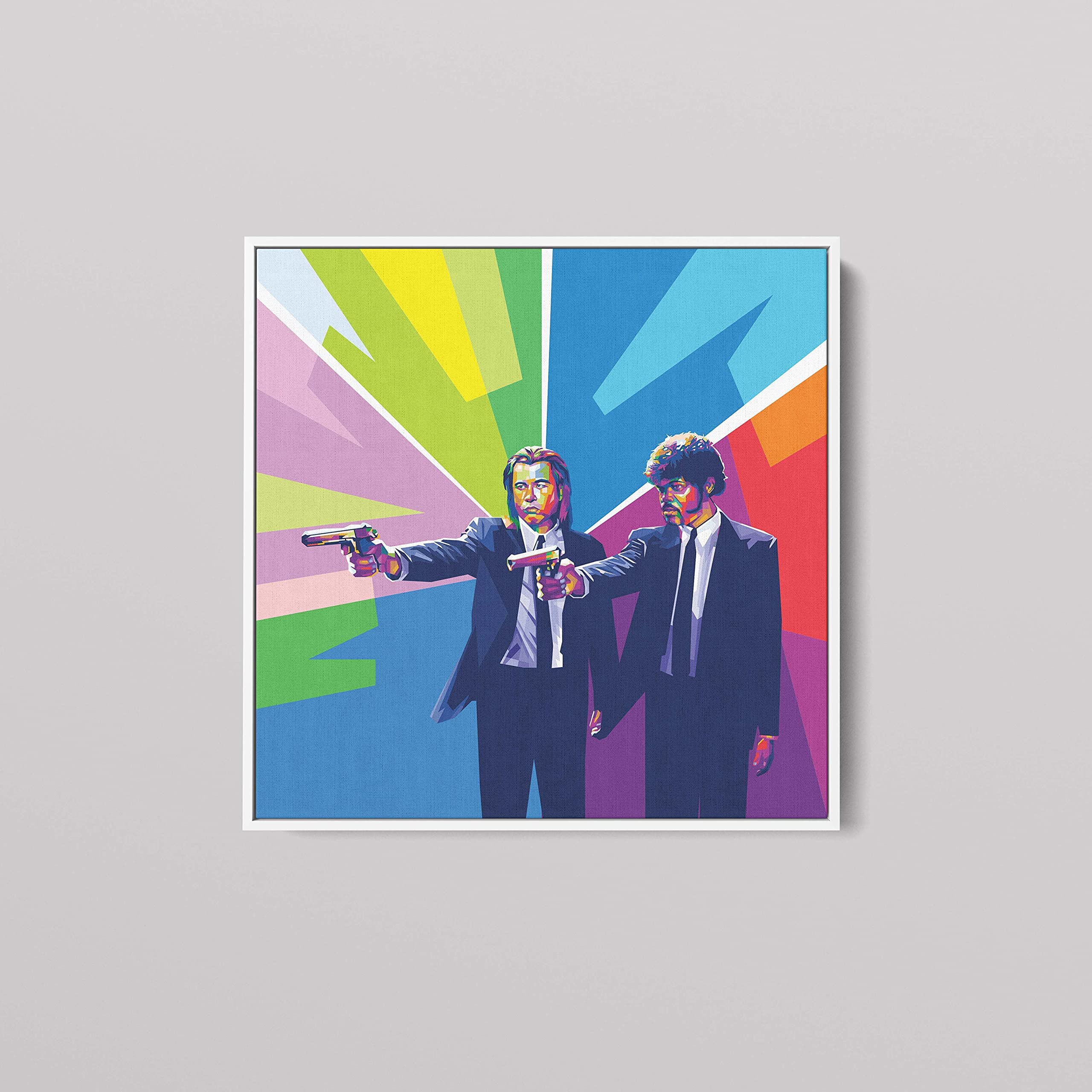 Pulp Fiction Pop Art Canvas - Framed Wall Decor (16x16in) for Living Room