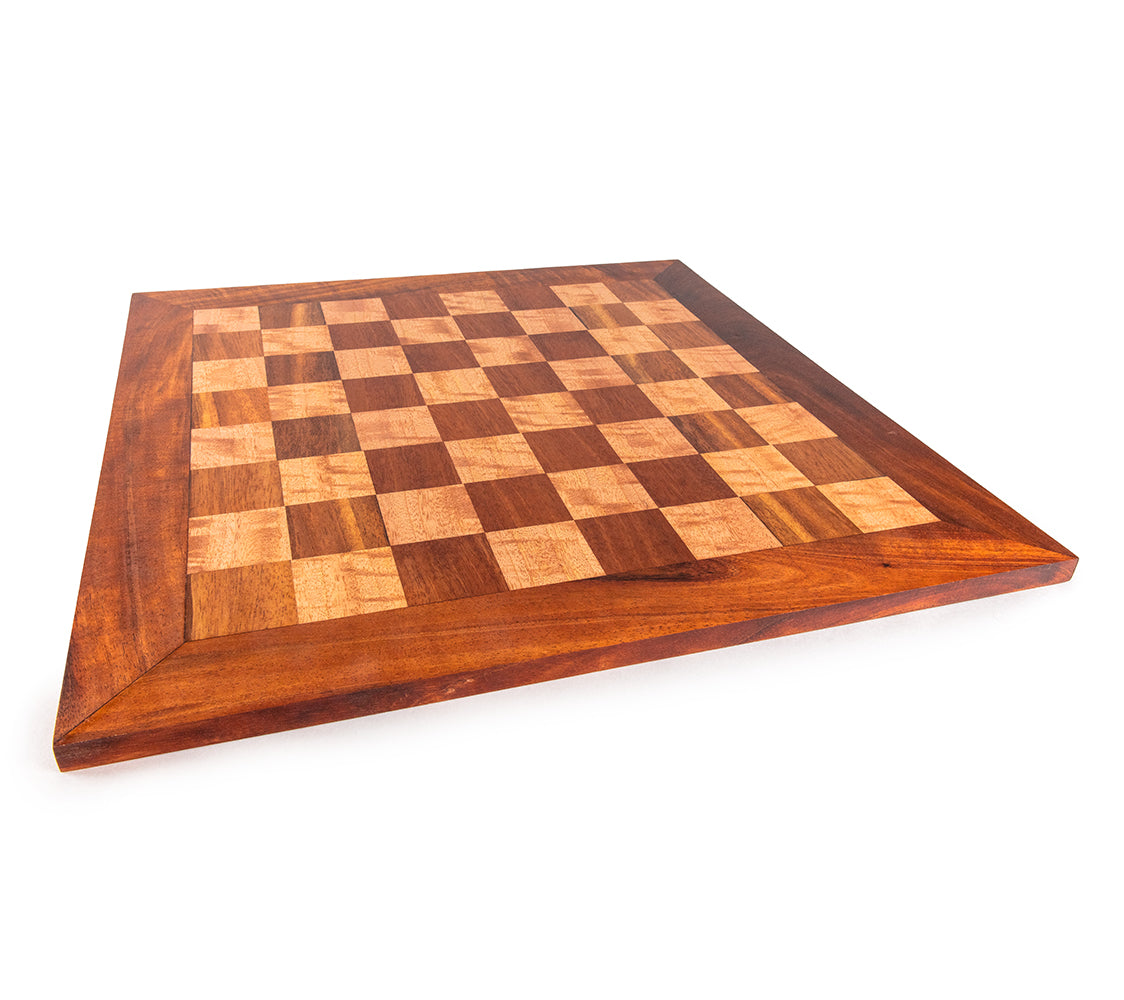 Premium Koa Wood Mango Chess and Checkers Game Board Set - Handcrafted Hawaiian Hardwood for Indoor Family Game Nights and Travel Entertainment