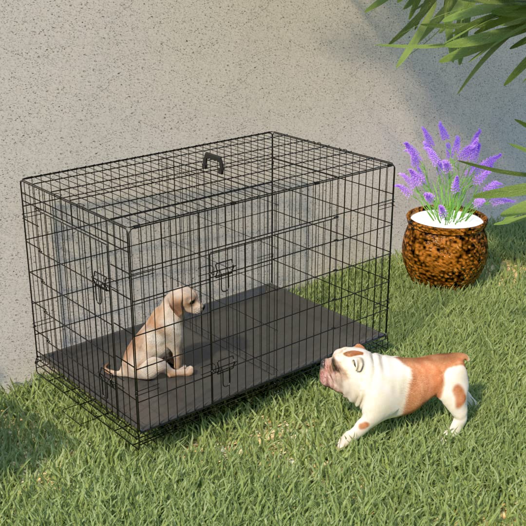 36 Inch Large Dog Crate - Heavy Duty Metal Wire Kennel for Small Medium & Large Dogs | Indoor Outdoor Portable Pet Cage with Removable Tray, Double Door & Divider | Perfect for Travel, Training & Home Use