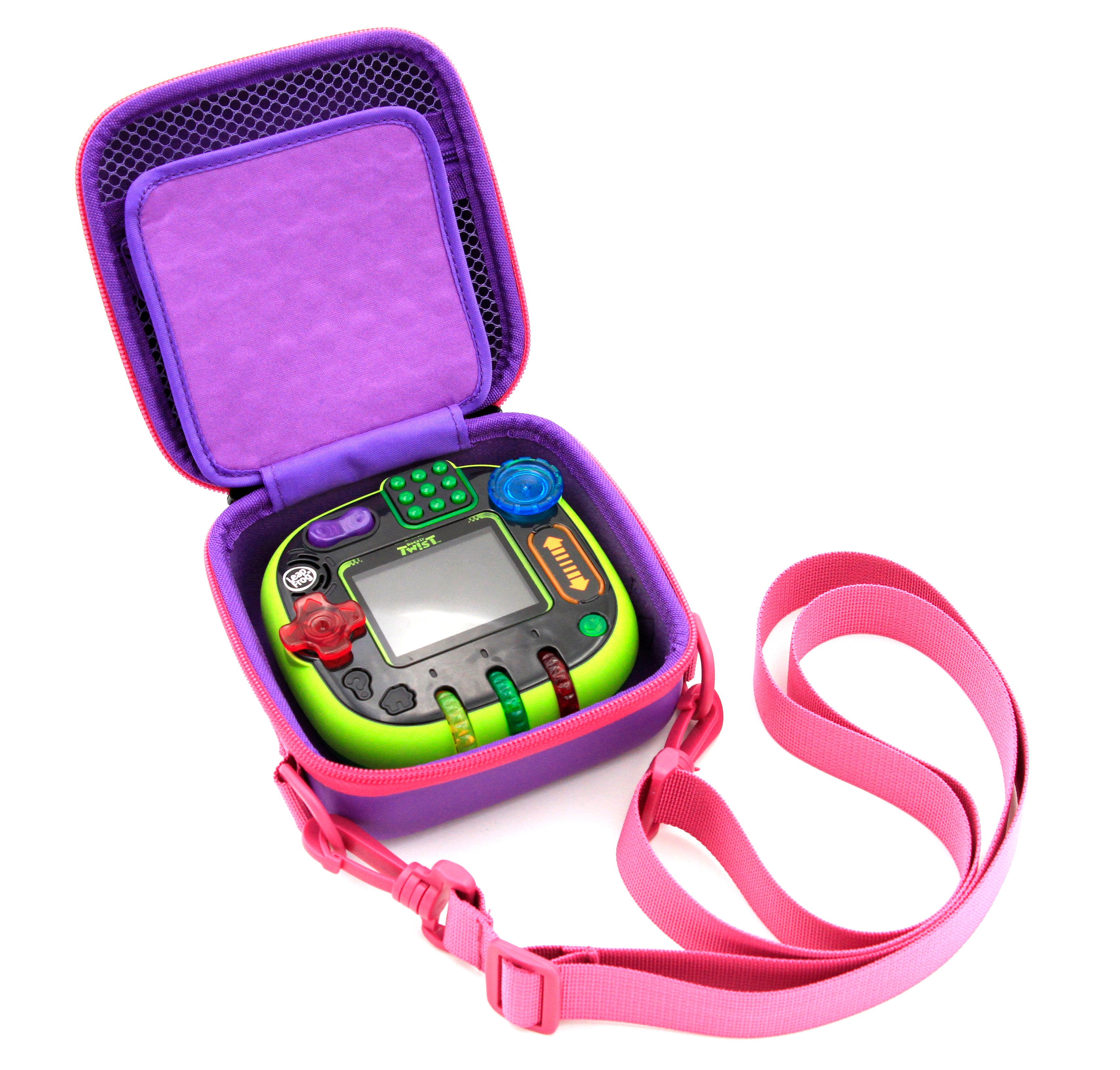 CASEMATIX Travel Case for LeapFrog Rockit Twist Handheld Learning Game - Portable Toy Storage Box with Shoulder Strap, Accessory Pockets & Keychain - Perfect for Kids Travel, School & On-the-Go Learning