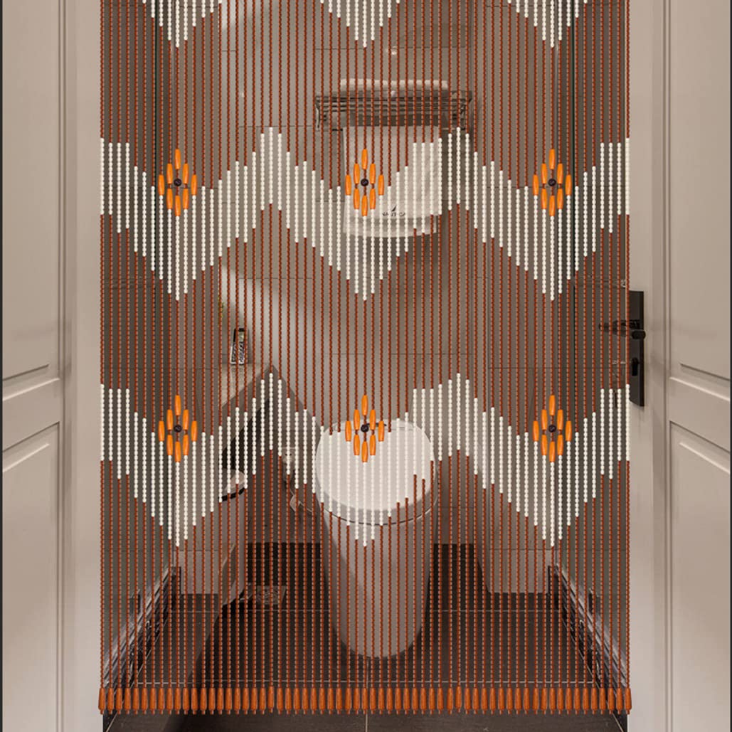 Natural Wood Beaded Door Curtain - 60 Strands Room Divider with Rod (90x195cm) | Boho Wall Decor for Bedrooms, Closets & Doorways | Perfect for Home, Office & Yoga Studio Spaces