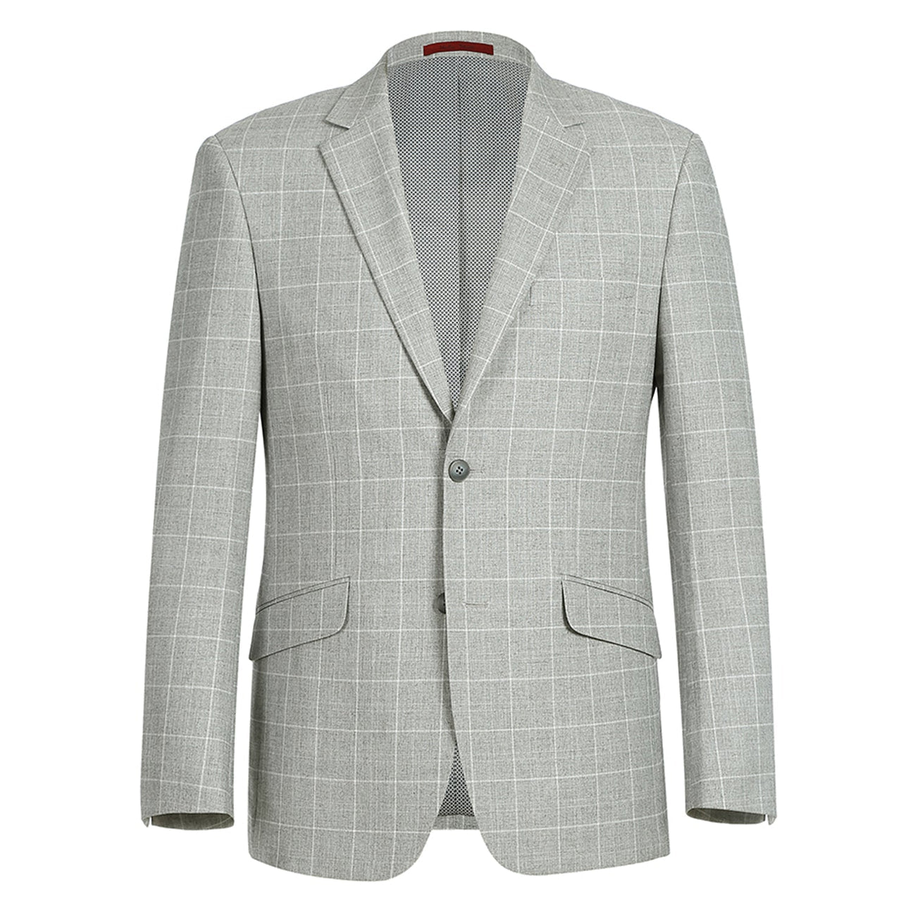 Alessandro Vitello by Renoir Light Gray Slim Fit Notch Lapel Checkered Blazer for Men | Business Formal & Wedding Attire | Office Wear & Special Occasions