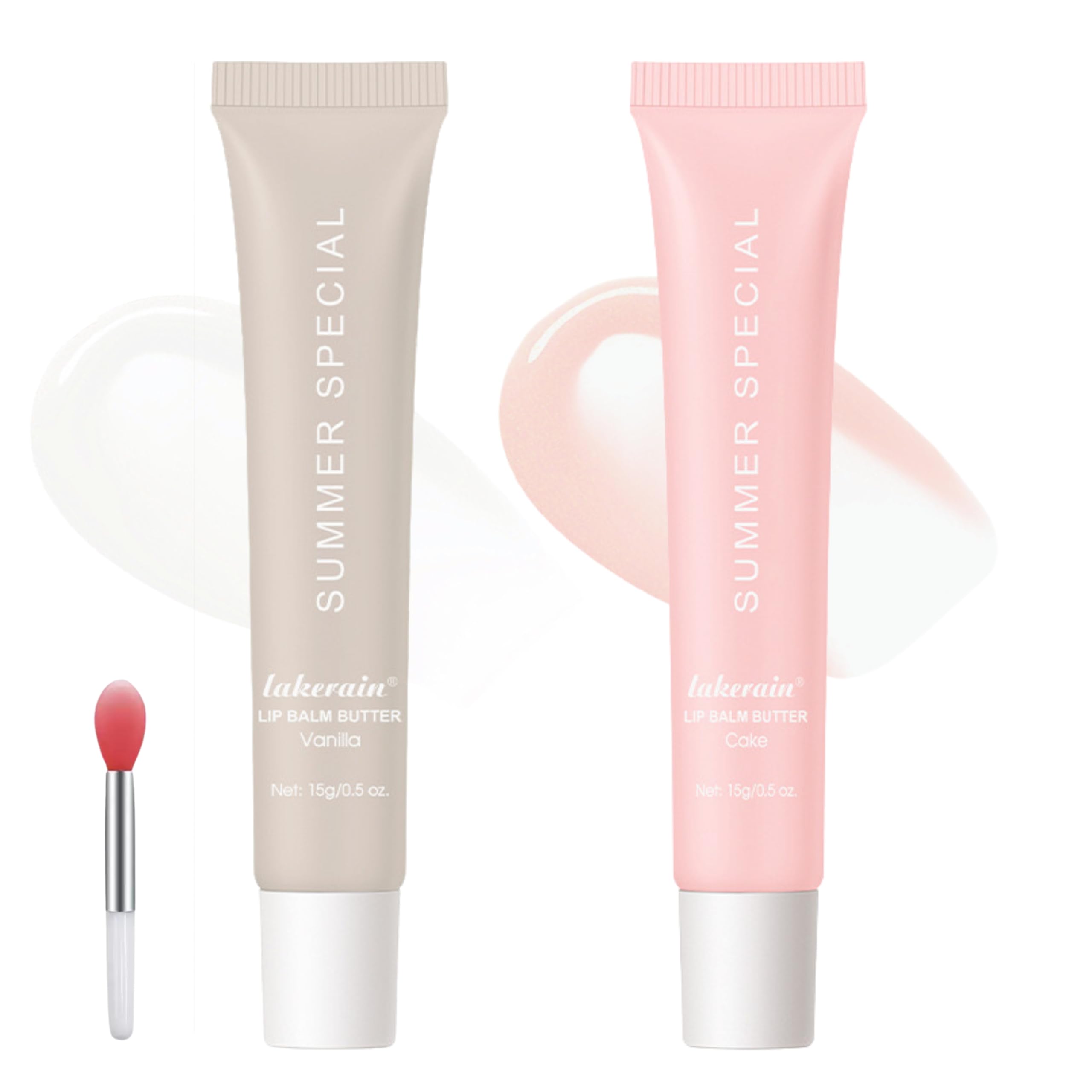 Vanilla Cake Lip Butter Balm - Moisturizing & Conditioning Lip Gloss for Dry, Chapped Lips | Sheer Tinted Lip Mask with Hydration & Shine | 2-Pack Summer Lip Care | Perfect for Daily Use, Night Treatment & Makeup Prep