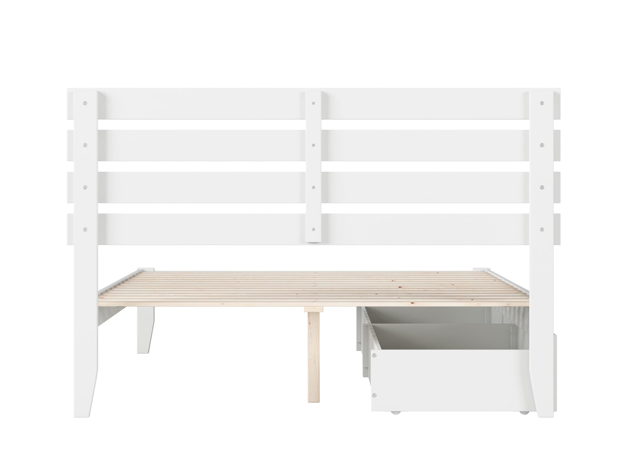 AFI Oxford Queen Size Platform Bed with Storage Drawers & USB Charging Station, White - Modern Bedroom Furniture with Underbed Storage for Small Spaces & Nightstand Charging Convenience