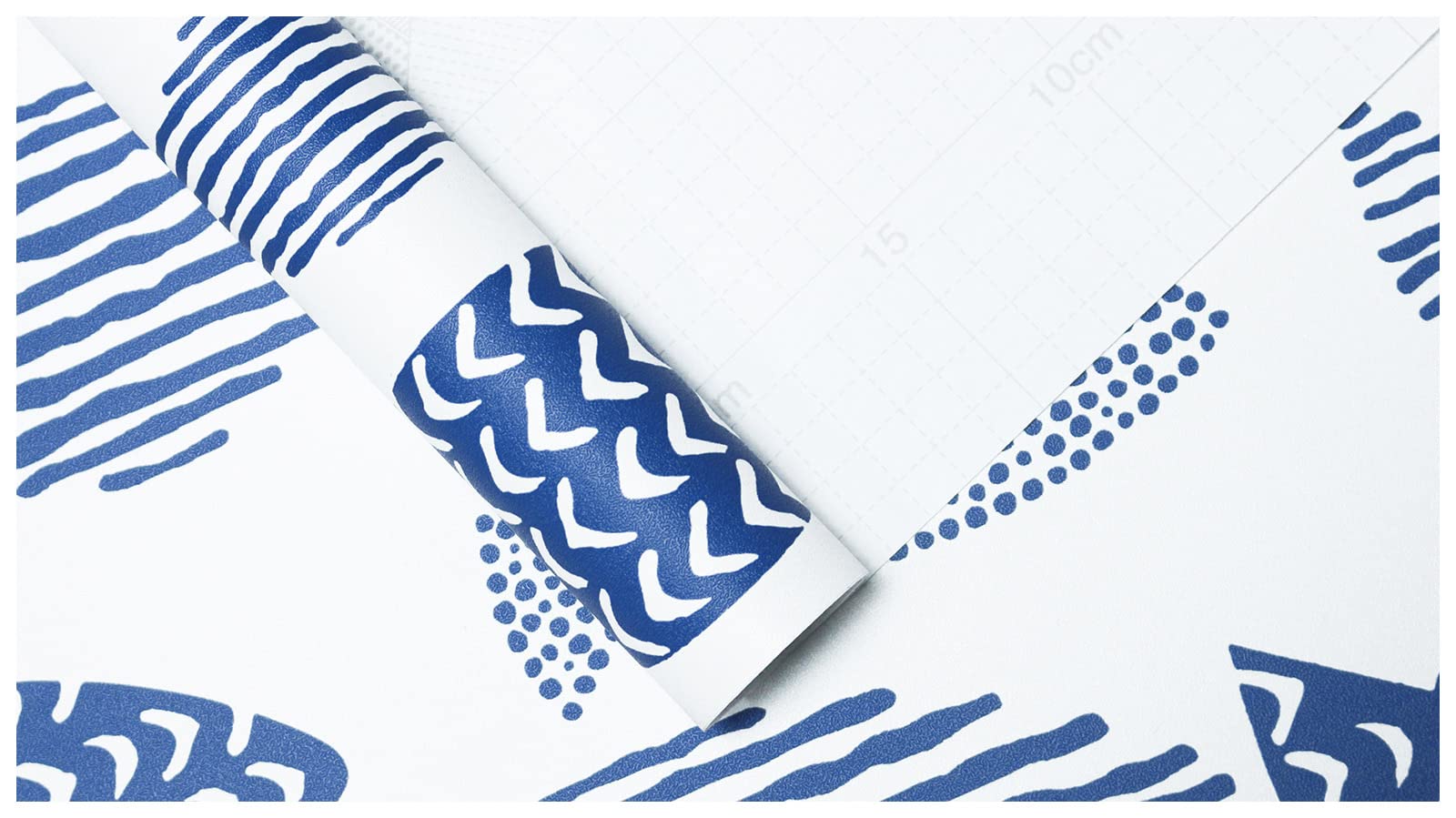 HAOKHOME Removable Peel and Stick Wallpaper - Abstract Underwater World Fish Trellis Design in Indigo Blue - Self-Adhesive Contact Paper for Home & Bathroom Decor (17.7x118 Inches) - Perfect for Nursery, Bedroom Accent Walls and Rental Apartment Makeovers