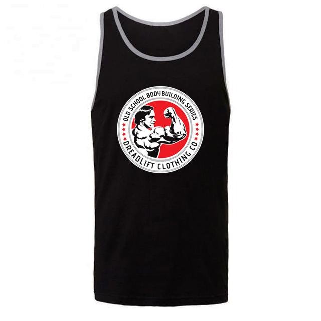 Dreadlift Old School Bodybuilding Tank Top - Black & Grey - Gym Workout & Bodybuilding Apparel for Men