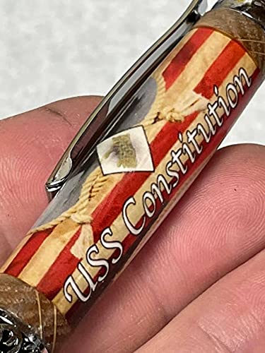 Authentic USS Constitution Sail & Wood Ship Pen with Certificate of Authenticity - Perfect for History Buffs, Collectors & Unique Gifts