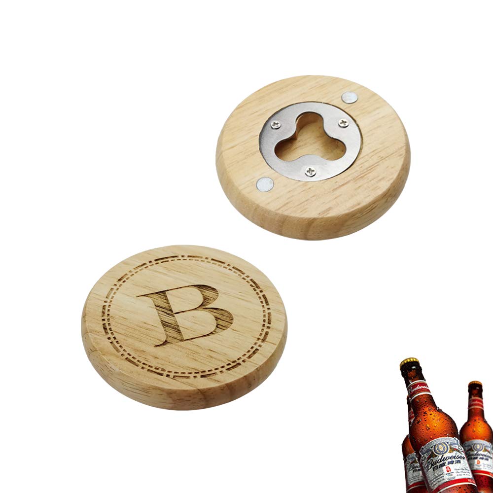 Personalized Wooden Magnetic Bottle Opener - Custom Engraved Beer Bottle Opener for Fridge - Perfect for Home Bars, Weddings & Gifts
