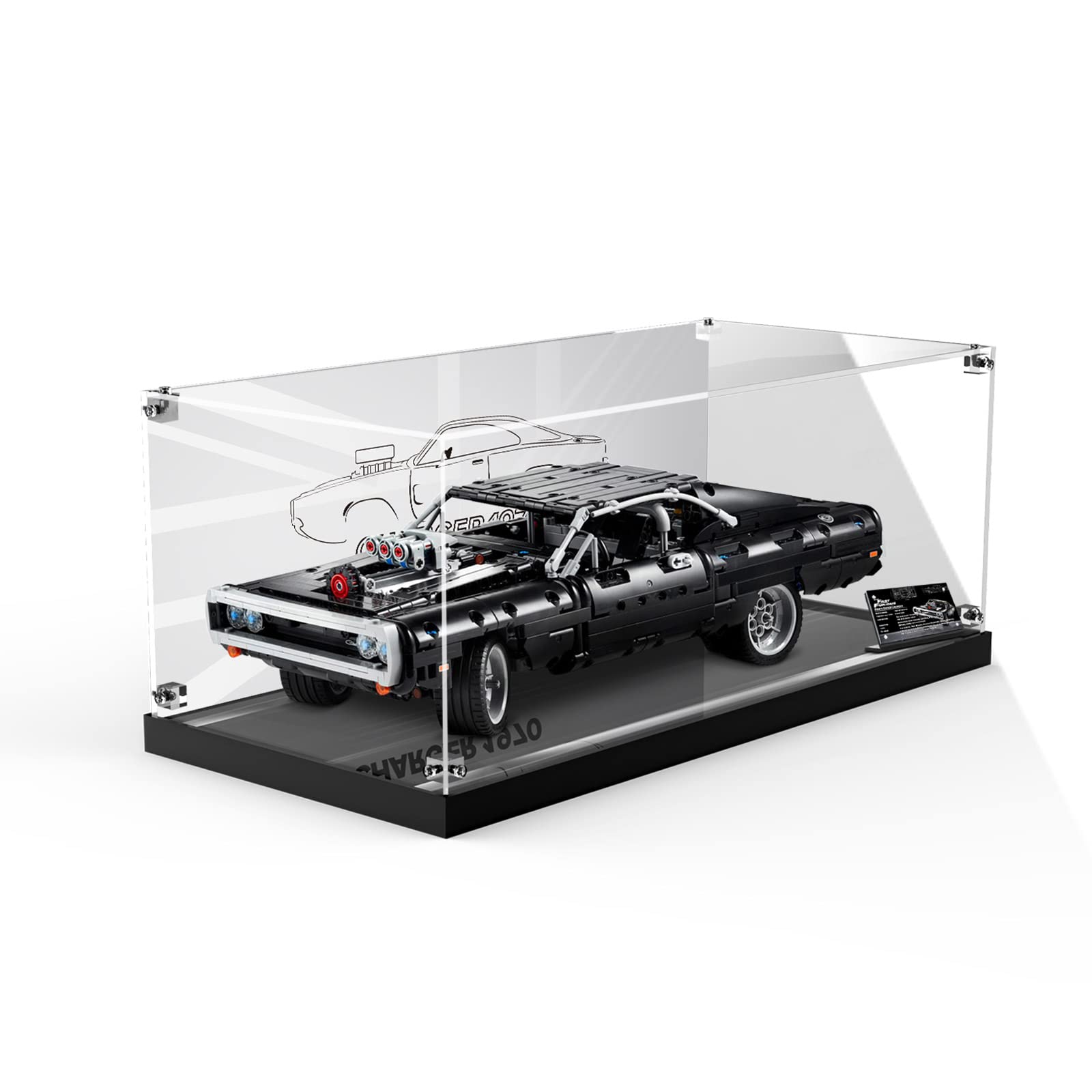 Acrylic Display Case for LEGO Dom's Dodge Charger 42111 Building Blocks - Dust-Proof Clear Showcase Box for Model Protection (Model Not Included) | Perfect for Home Decoration, Office Display & Collectible Preservation