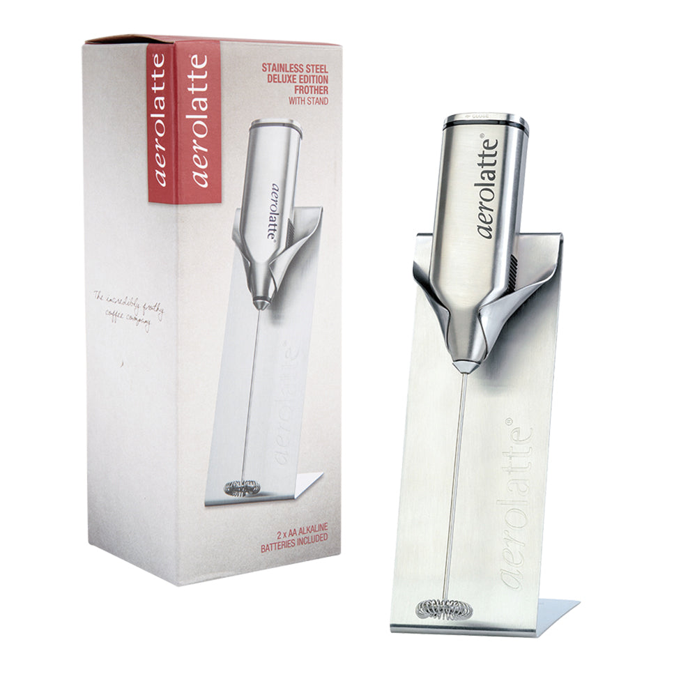 Aerolatte Professional Stainless Steel Milk Frother with Stand - Perfect for Lattes, Cappuccinos & Hot Chocolate at Home or Coffee Shops