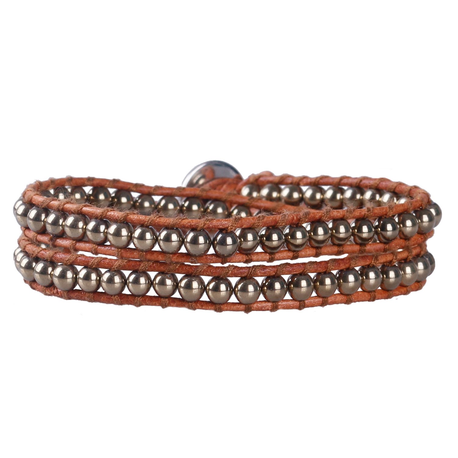 Natural Turquoise Gemstone Beads Wrap Bracelet - Adjustable Brown Leather Bracelet for Women | Boho Chic Jewelry for Everyday Wear & Gift Giving