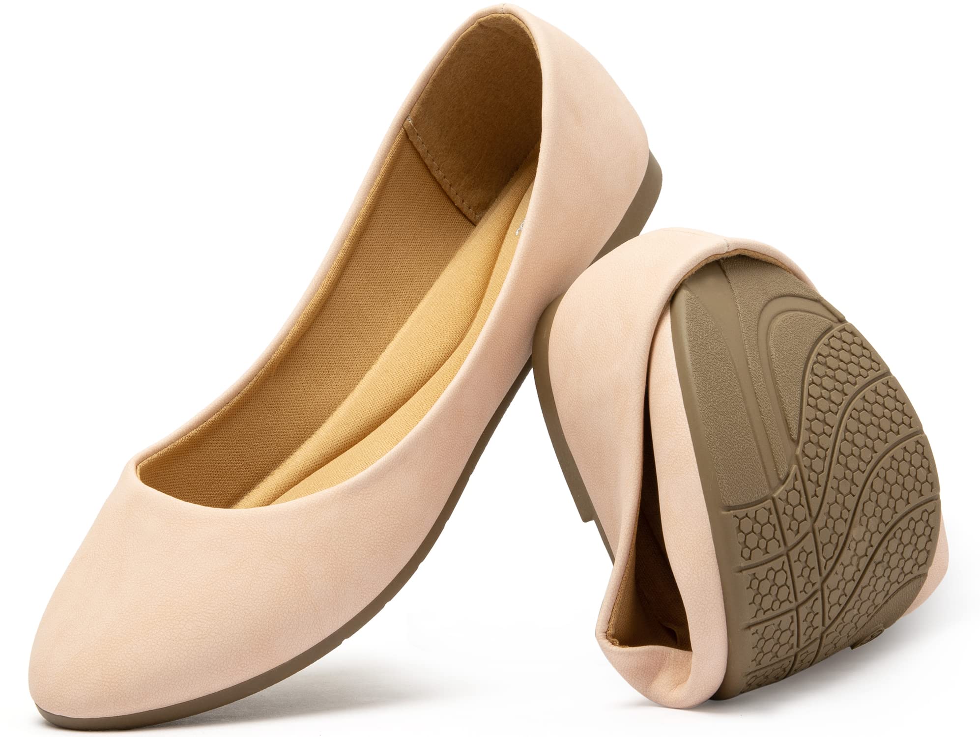 Katliu Women's Comfortable Round Toe Ballet Flats - Slip On Walking Shoes for Work, Travel & Casual Wear | Breathable Lightweight Flat Shoes for Women