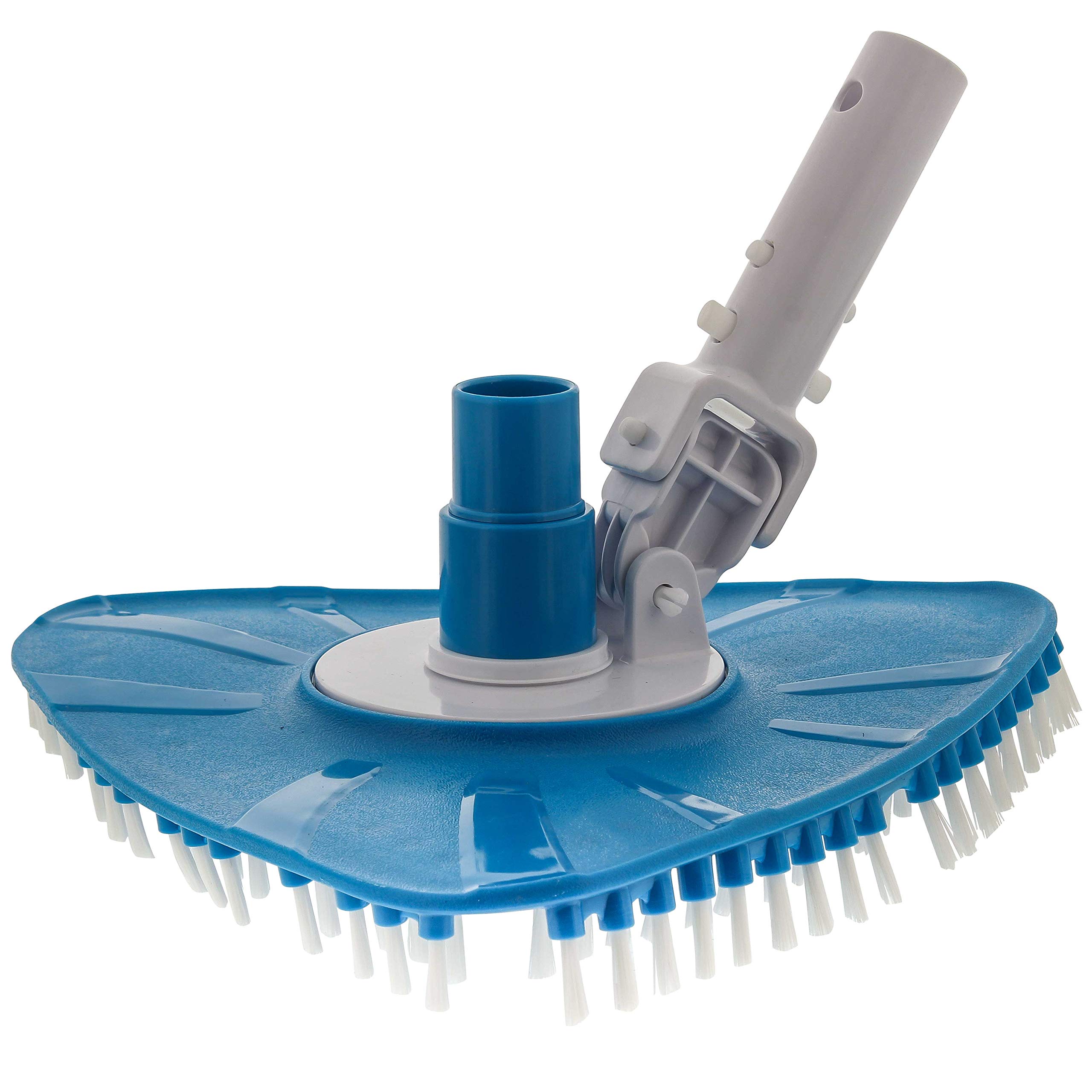 Flexible Triangular Pool Vacuum Head with Swivel Connection & Multi-Directional Fishtail EZ Clip Handle - Fits Standard 1-1/2