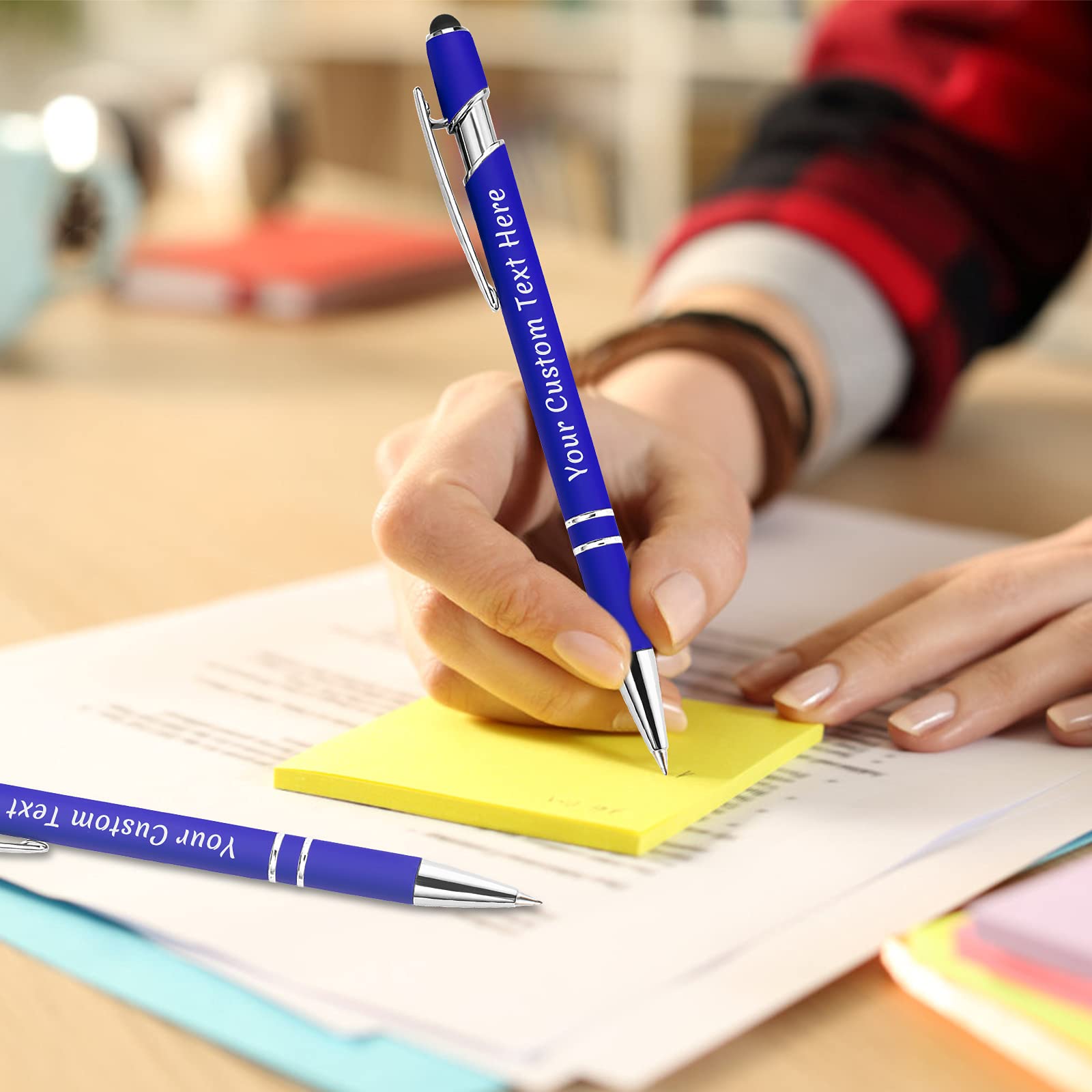 100 Pcs Personalized Custom Pens Bulk - Free Engraving with Name/Message - Customized Ballpoint Pens & Stylus for Business, Office, Graduation - Perfect Custom Gifts for Men & Women - Christmas, Birthday Gifts (Blue) - Ideal for Corporate Events, Promotions & Special Occasions