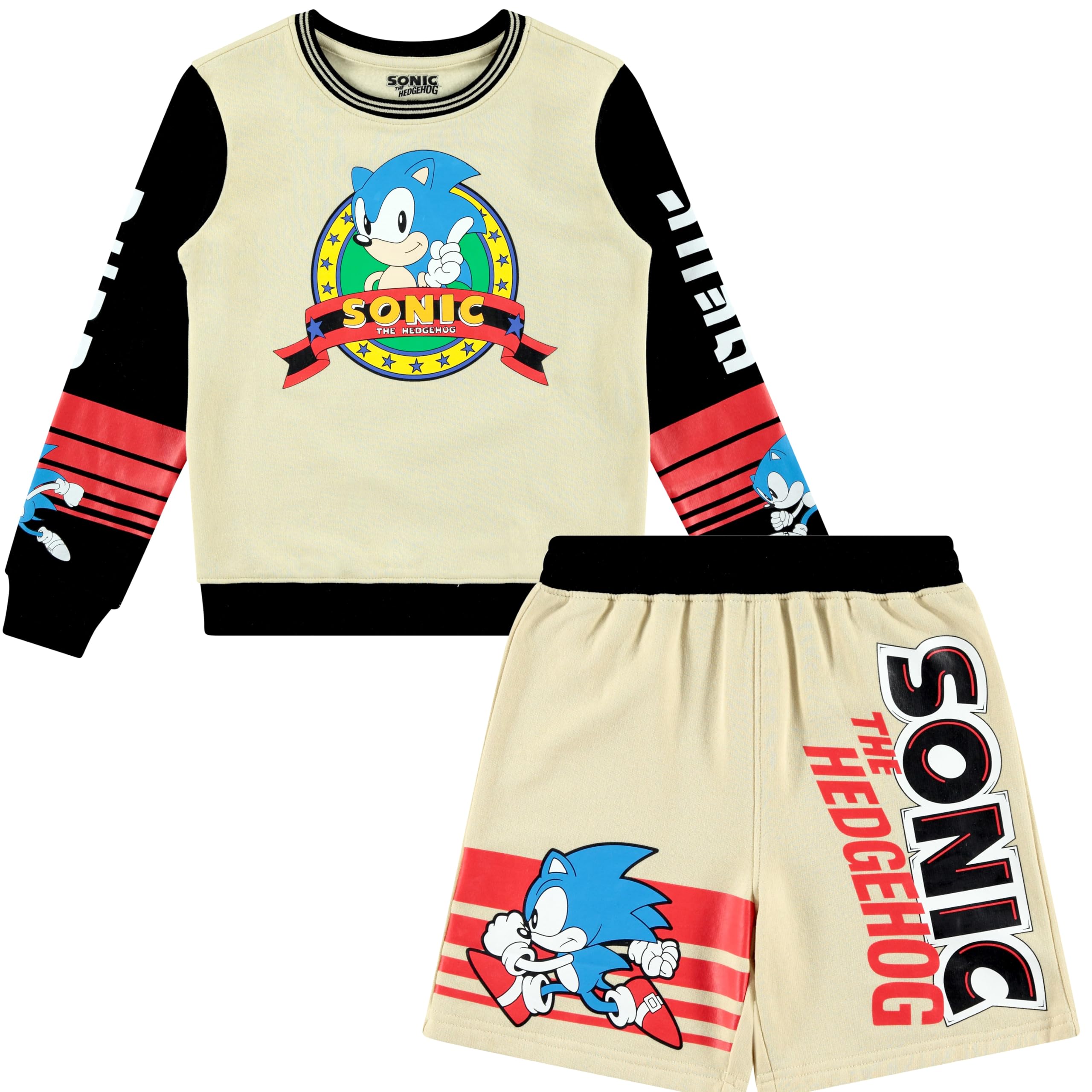 Sonic The Hedgehog Boys Sweatshirt and Shorts Set - Cute Cartoon Character Outfit for Kids Ages 4-20 - Perfect for Playdates, Birthday Parties & Casual Wear