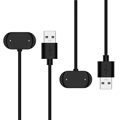 Magnetic Charging Cable for Amazfit T-Rex 2/GTR 4/GTS 4/GTS 3/GTR 3/GTR 3 Pro - 3.3ft USB Charger Cord, Portable Smartwatch Accessories (2 Pack, Black) - Perfect for Travel, Gym, and Daily Charging