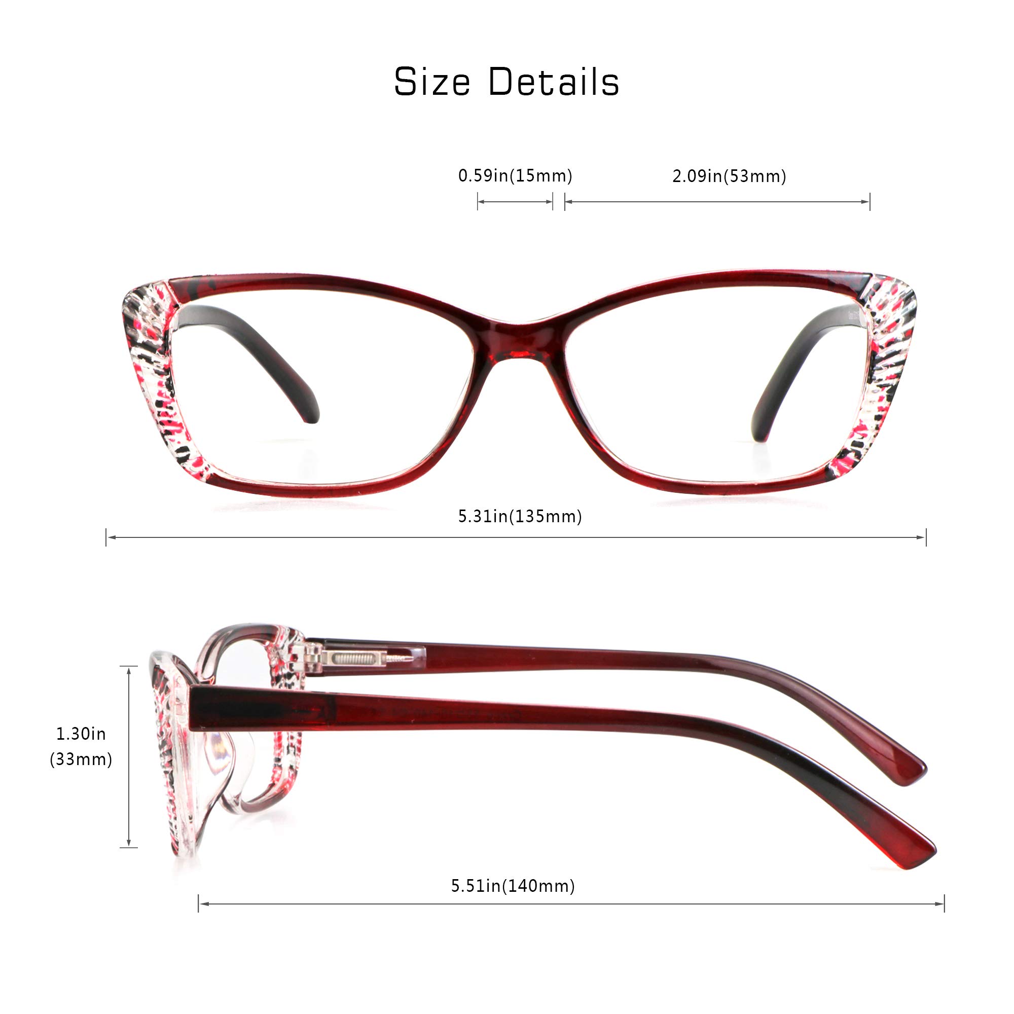VisionGlobal 5 Pairs Spring Hinge Reading Glasses - Blue Light Blocking for Work & Screen Use