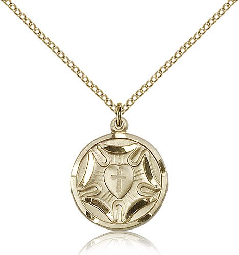 Gold Filled Lutheran Cross Pendant Necklace for Women - 18 Inch Light Curb Chain with Deluxe Gift Box - Perfect for Confirmation, Baptism & Religious Gifts
