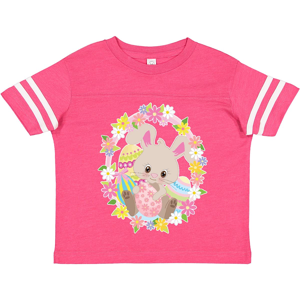 Easter Bunny Toddler T-Shirt with Flowers & Eggs for Holiday Photos