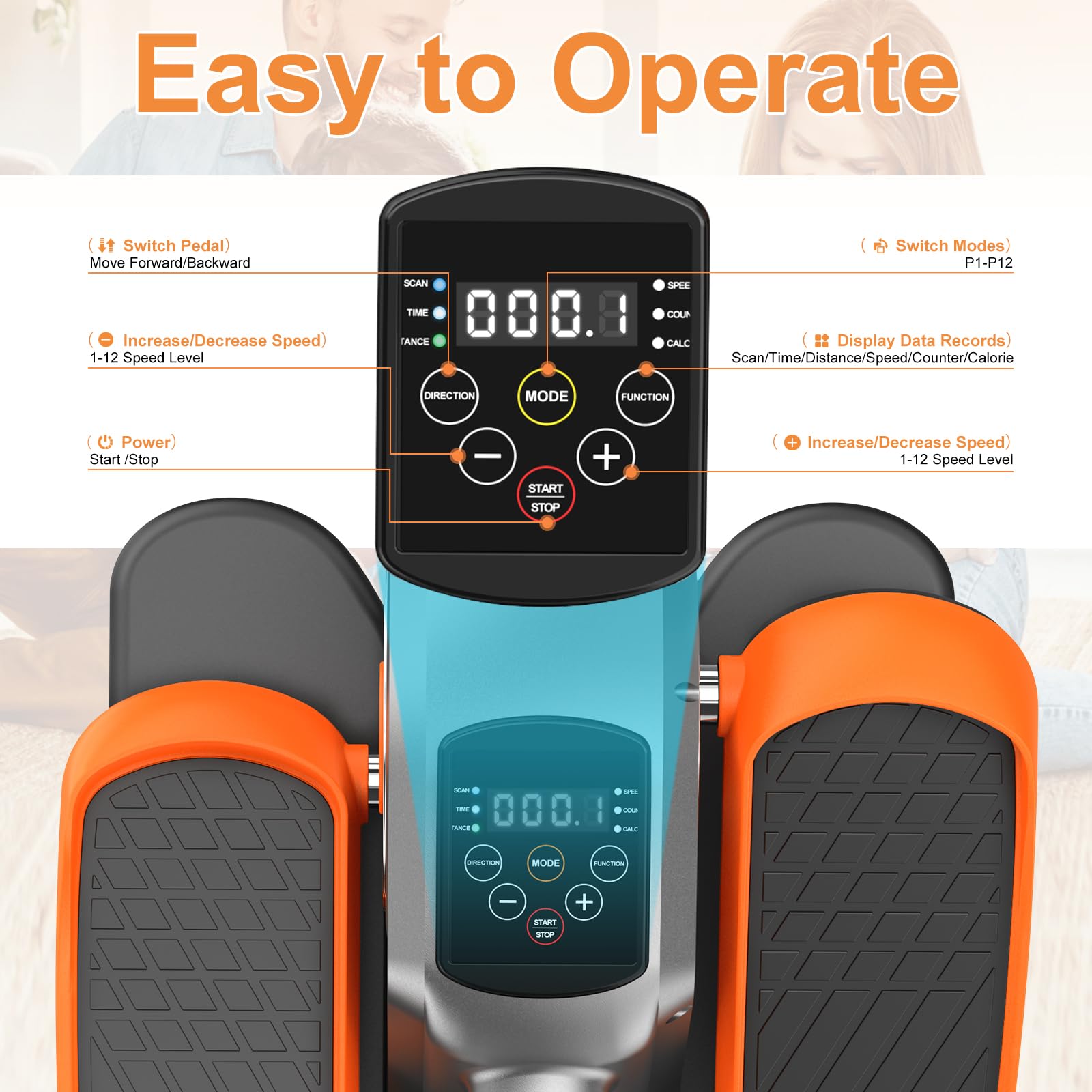 Under Desk Elliptical Machine - Quiet Portable Electric Seated Pedal Exerciser with Display Monitor, Remote Control & 12 Adjustable Speeds for Seniors and Adults | Home & Office Workout Equipment for Leg Exercise While Sitting
