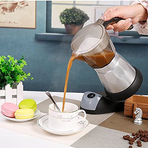 Premium 304 Stainless Steel Electric Geyser & Stovetop Moka Coffee Maker - 300ML Espresso Percolator for Home & Office Use - Perfect for Italian Coffee, Camping & Gifts