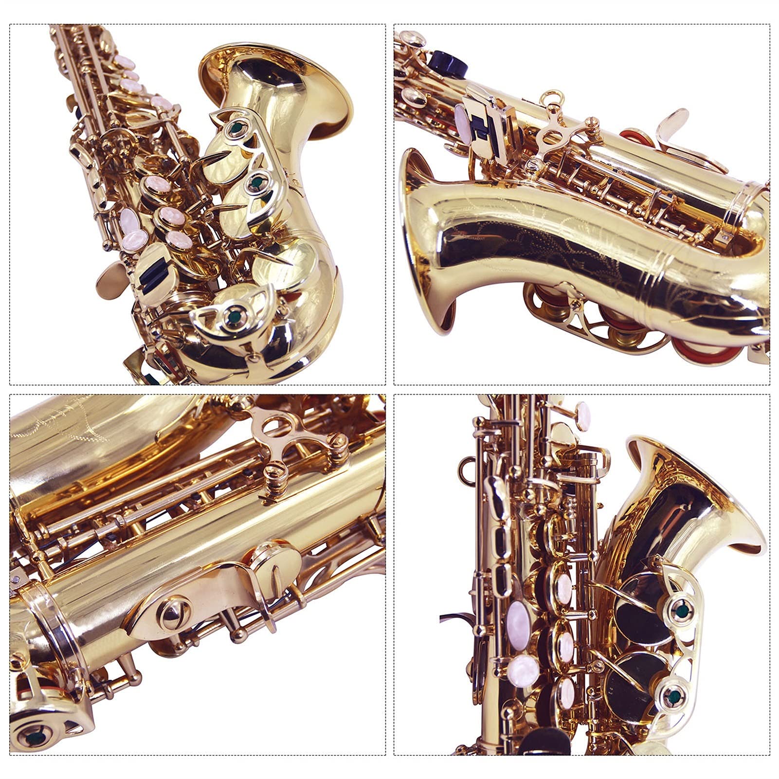 Professional Bb Soprano Saxophone - Brass Lacquered Gold Woodwind Instrument with Case, Reeds, Cleaning Kit & Accessories | Perfect for Beginners, Students & Jazz Performers | Great for School Bands, Live Performances & Music Practice