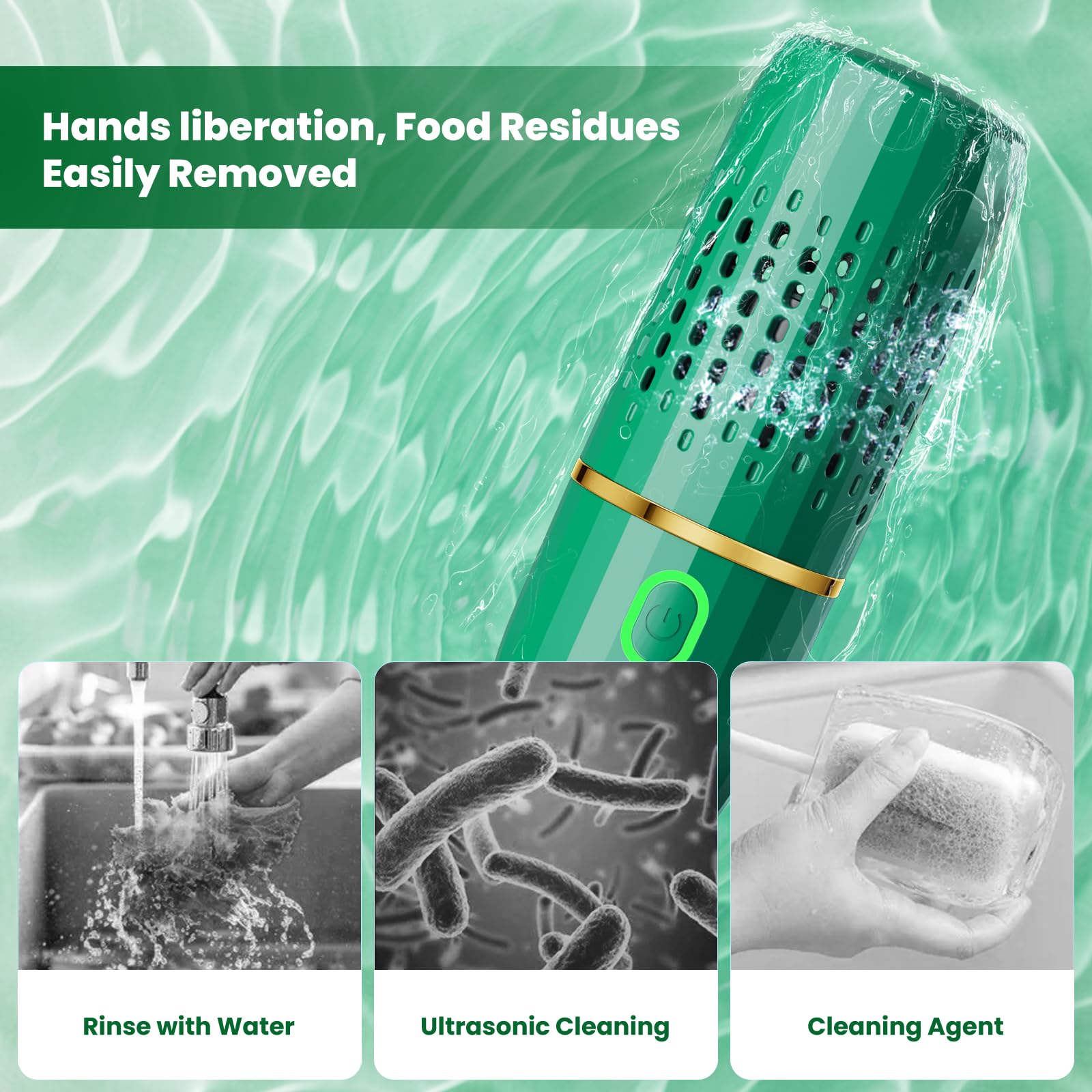Organic Fruit & Vegetable Washer Machine - Kitchen Food Cleaner for Deep Cleaning Fruits, Veggies, Rice, Meat & Utensils | Portable Kitchen Gadget for Healthy Eating & Food Safety (Green) - Perfect for Home Kitchens, Restaurants & Meal Prep