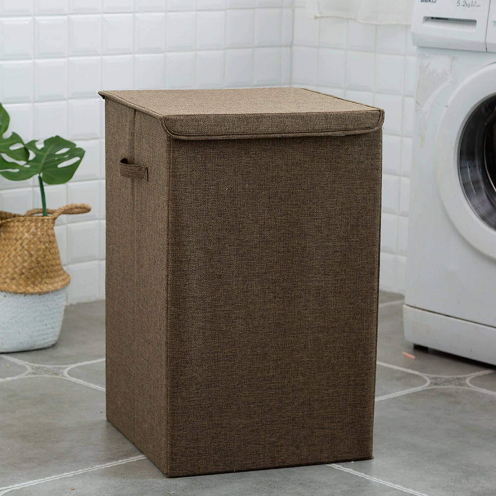 Foldable Laundry Hamper with Handles - Breathable Cotton Linen Storage Bin for Clothes, Waterproof Collapsible Laundry Basket for Home, Dorm, Bathroom & Closet Organization (Perfect for Small Spaces & Travel)