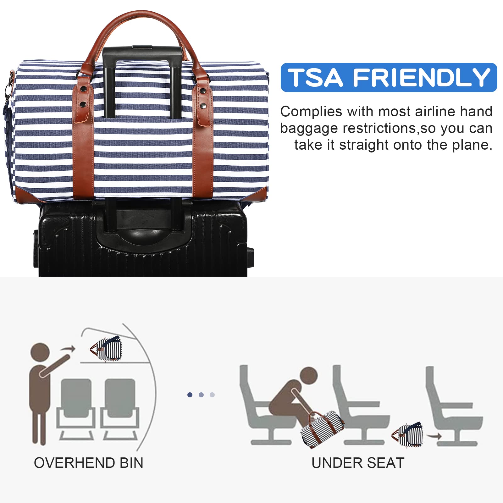 **Oflamn Canvas Weekender Bag for Women - 47L Large Overnight Travel Duffel with Shoe Compartment & Toiletry Bag - Perfect for Business Trips, Gym, Weekend Getaways & Air Travel**