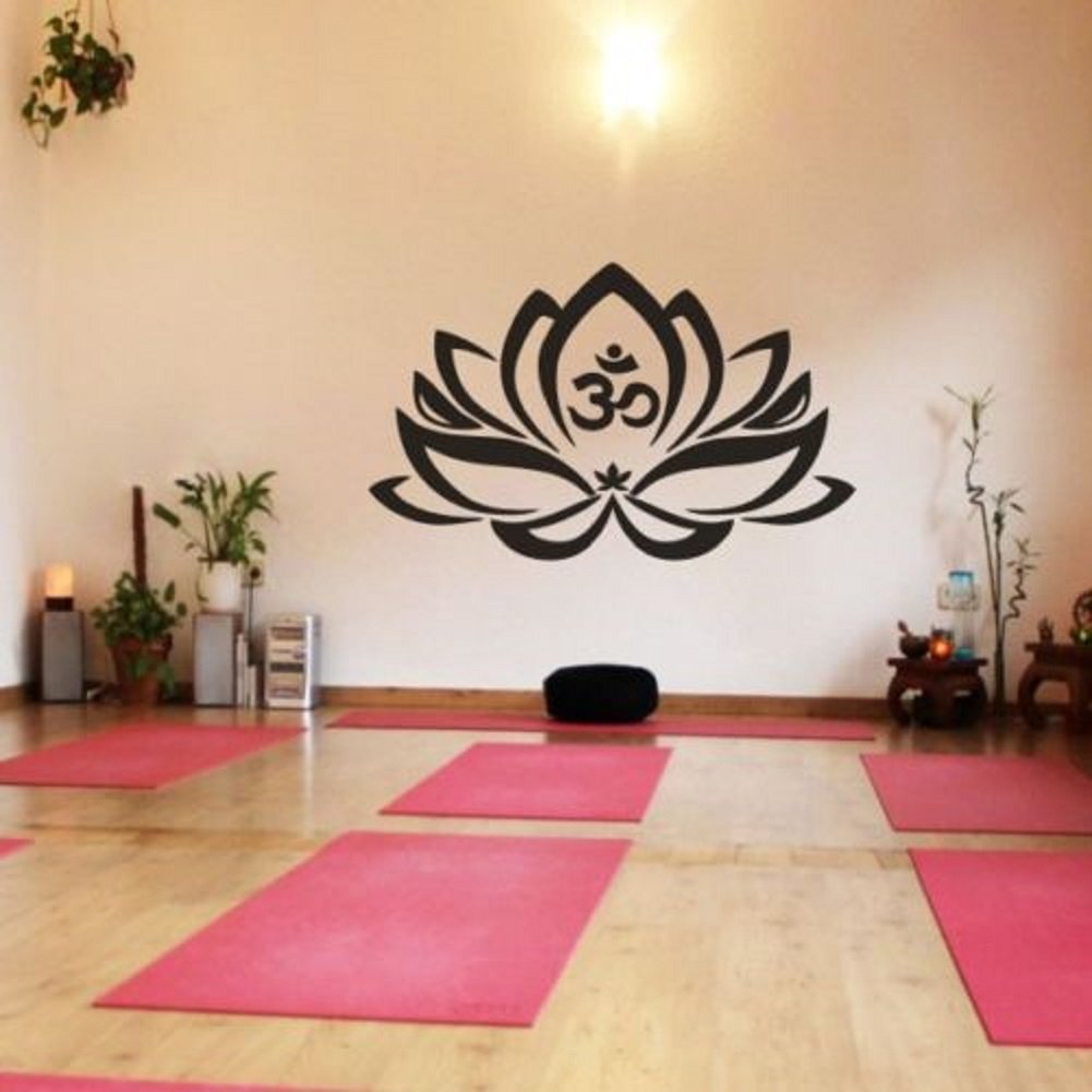 Yoga Lotus Flower Wall Decal - Removable Vinyl Sticker for Home & Bedroom Decor - Perfect for Meditation Spaces, Yoga Studios & Boho Chic Interiors