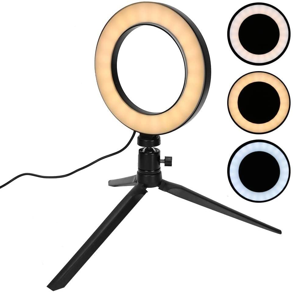 MINJUK 10-inch Ring Light with Tripod Stand - 3 Color Temperature Adjustable LED Fill Light for Live Streaming, YouTube Videos, TikTok Selfies & Photography Lighting (3200K-5600K) - Perfect for Home Studio, Makeup Vanity, Video Conferencing and Content Creation