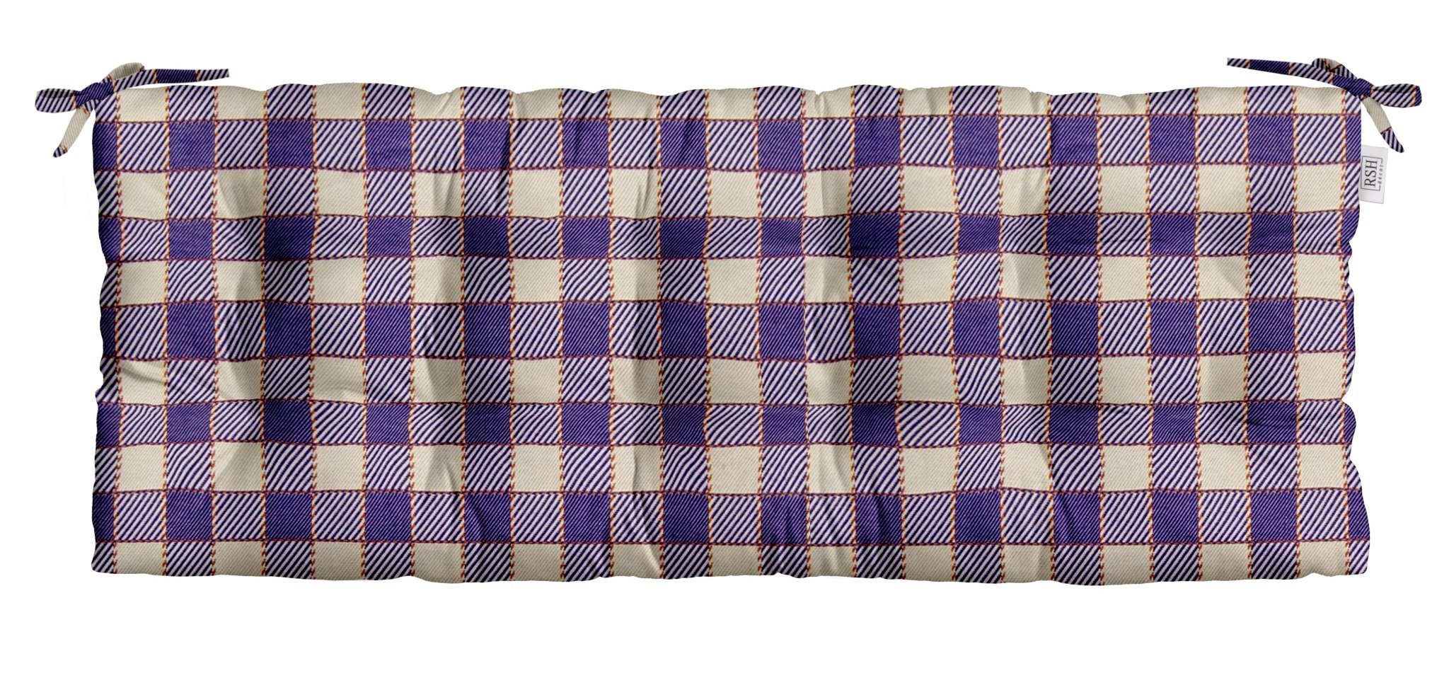 Tufted Bench Cushion with Ties - Sunbrella Fabric in Orange & Purple | Water-Resistant & Durable Outdoor/Indoor Seat Cushion for Patio, Deck, or Entryway
