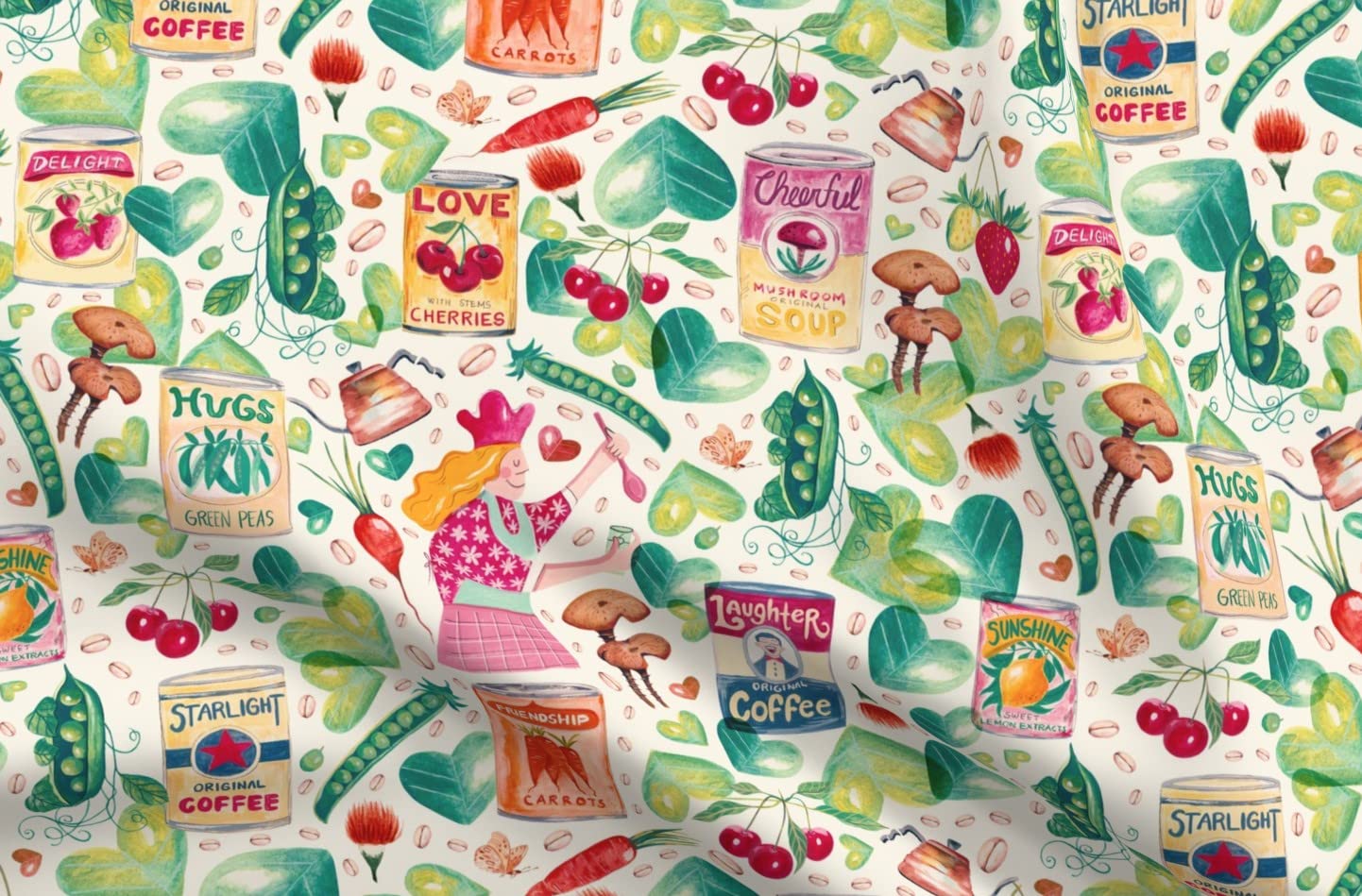 Vintage Canned Goods Cotton Fabric - Fat Quarter for Sewing & Quilting - Home Decor & Crafts