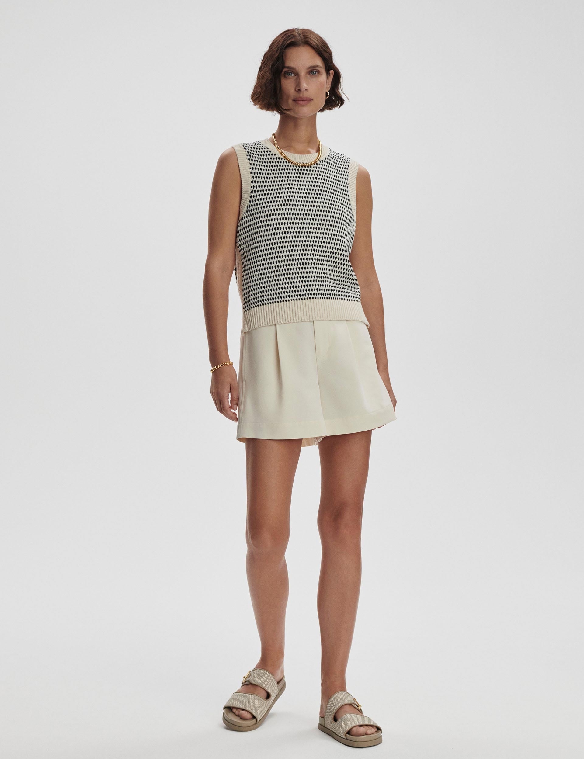 Knowles Textured Knit Vest for Women - Soft Chunky Cable Knit Winter Vest - Birch Color - Perfect for Layering in Fall & Winter Outfits