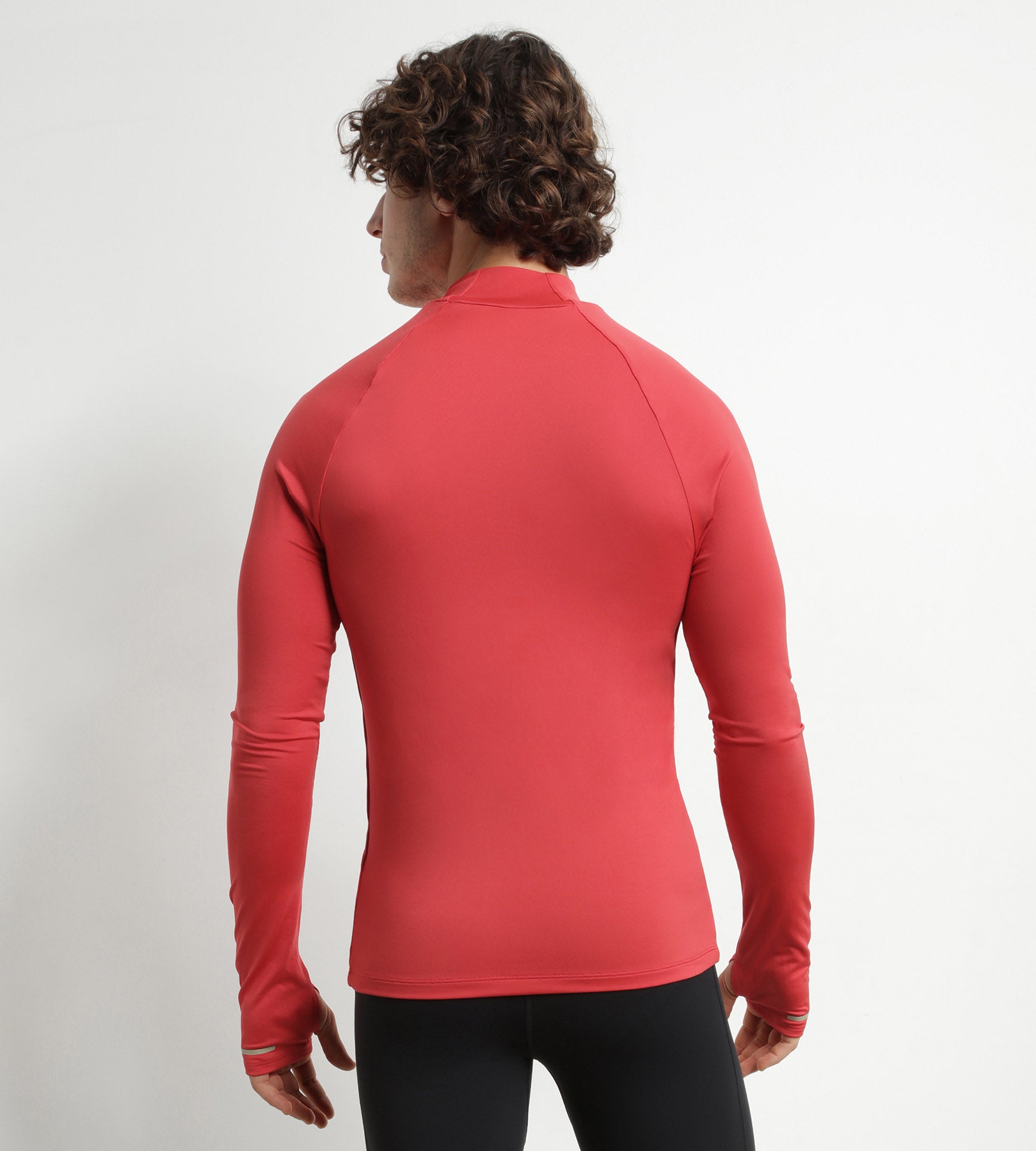 Men's High Neck Sports Top - Breathable Microfiber Red Workout Shirt for Running, Gym & Active Lifestyle | DIM MOVE
