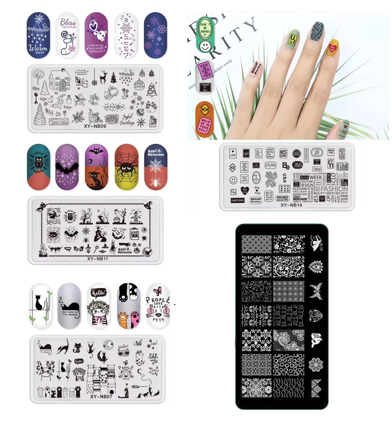 D.B.Z.® Professional Nail Art Stamping Kit - 48 Pcs Nail Art Glitter Set with 15 Nail Brushes, Manicure Tools for DIY Nail Design - Perfect Gift for Women & Girls | Home Salon, Party, Spa Day