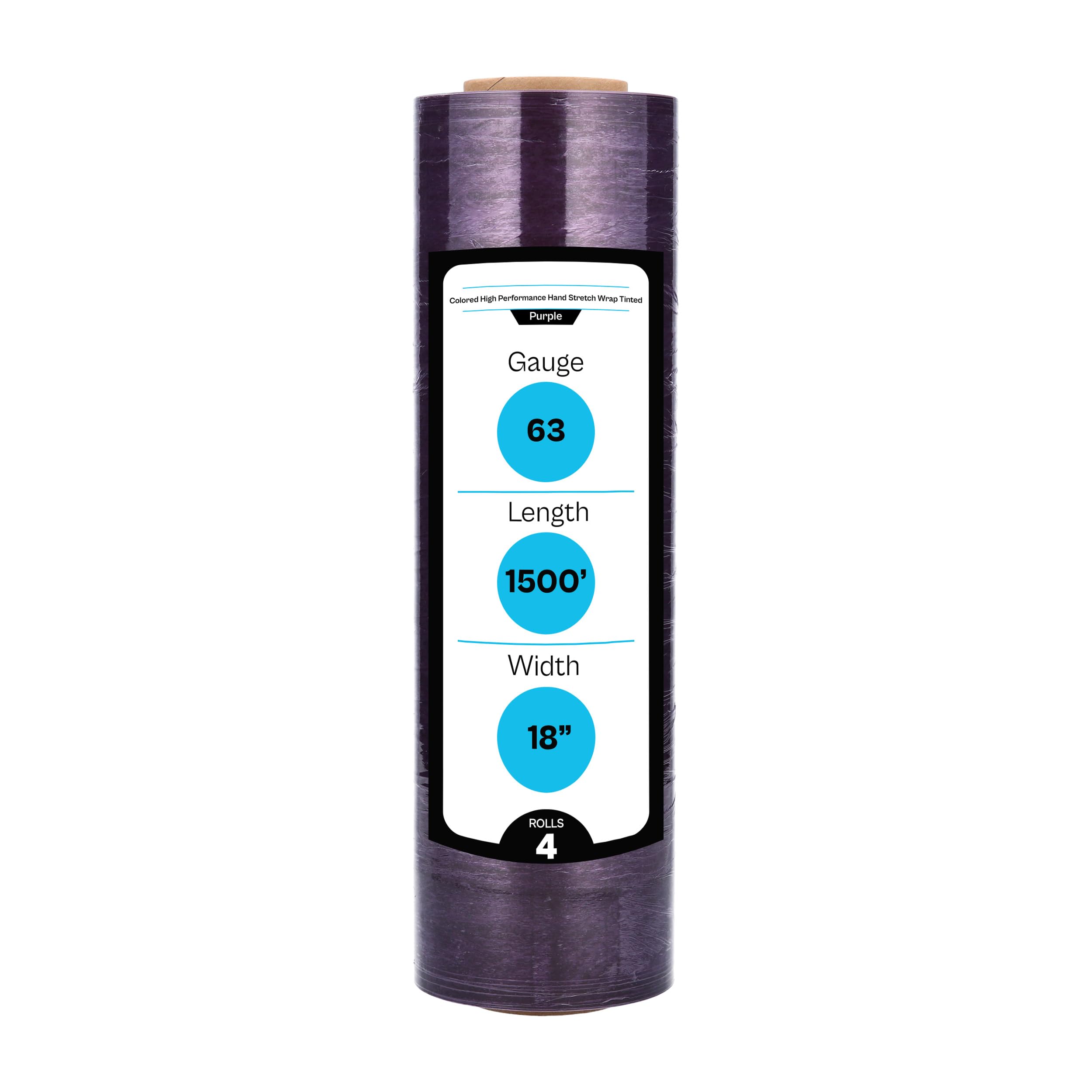 MMBM Stretch Wrap Film - 18 Inch x 1500 Feet, 4 Pack Dark Purple Plastic Cling Wrap for Moving, Packing & Palletizing | Heavy Duty Color Coded Industrial Stretch Film | Warehouse, Shipping & Storage Use