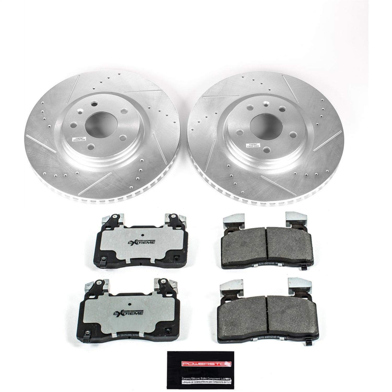 Power Stop K6534-26 Z26 Carbon Fiber Brake Pads & Drilled Slotted Rotors Kit for 2014-2019 Chevrolet Corvette - High Performance Braking for Street & Track Use