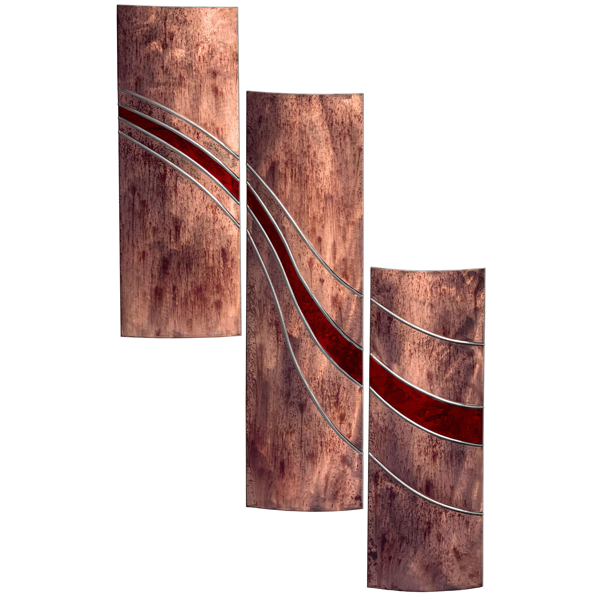 7055 Inc Willow Metal Wall Decor Set - Red, Vintage Home Decor for Living Room, Bedroom & Office - Perfect for Farmhouse, Rustic & Modern Interior Design