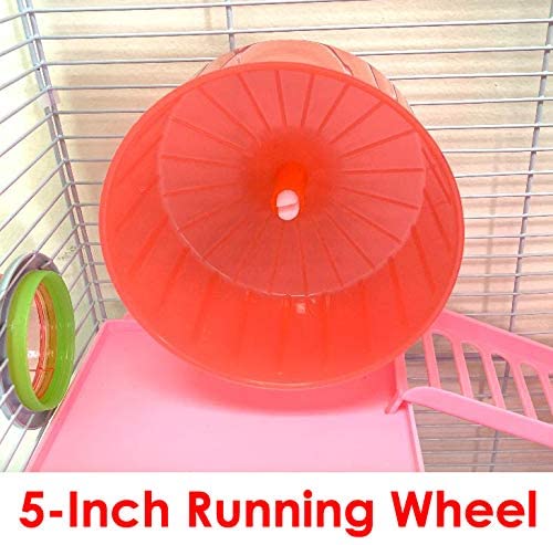 5-Tier Pink Hamster Cage - Spacious Mouse & Gerbil Mansion Habitat with Multi-Level Design | Perfect for Small Pet Homes, Play Areas & Cage Enrichment