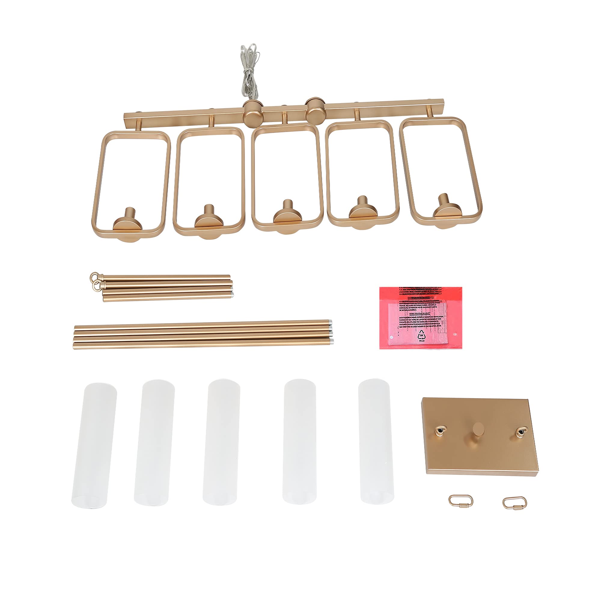 Modern 5-Light Gold Chandelier - Adjustable Linear Island Lighting for Dining Room & Kitchen in Dark Golden Finish, 29.5
