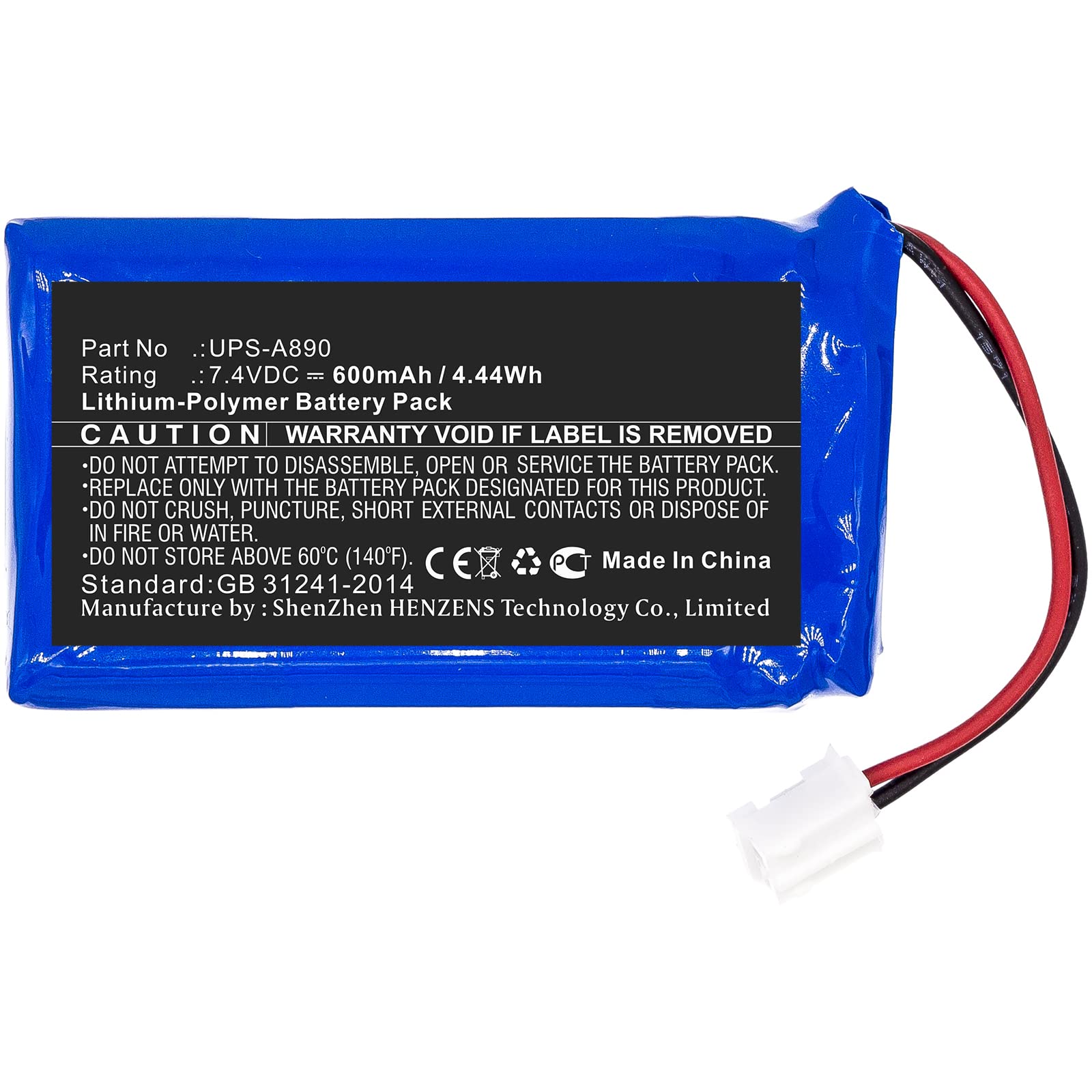 Synergy Digital Alarm System Batteries - 7.4V 600mAh Li-Pol Replacement for Chuango WS-108 & UPS-A890 (4-Pack) | Home Security & Emergency Backup Power Solution