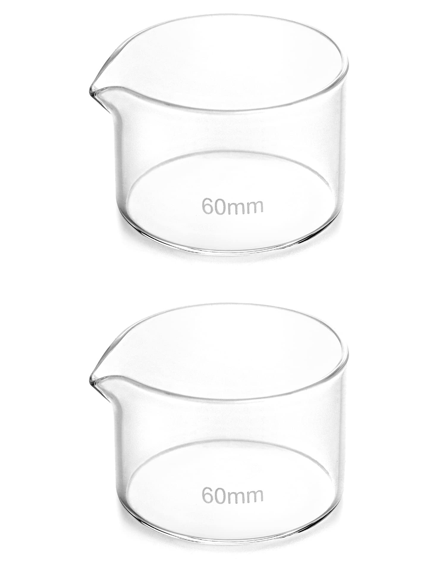 QWORK 50ml Crystallizing Dishes, 2 Pack Borosilicate 3.3 Glass Lab Dishes with Flat Bottom, Spout & Heavy Rim - Ideal for Chemistry Experiments, Science Classrooms, Home Labs, DIY Crafts & Kitchen Use