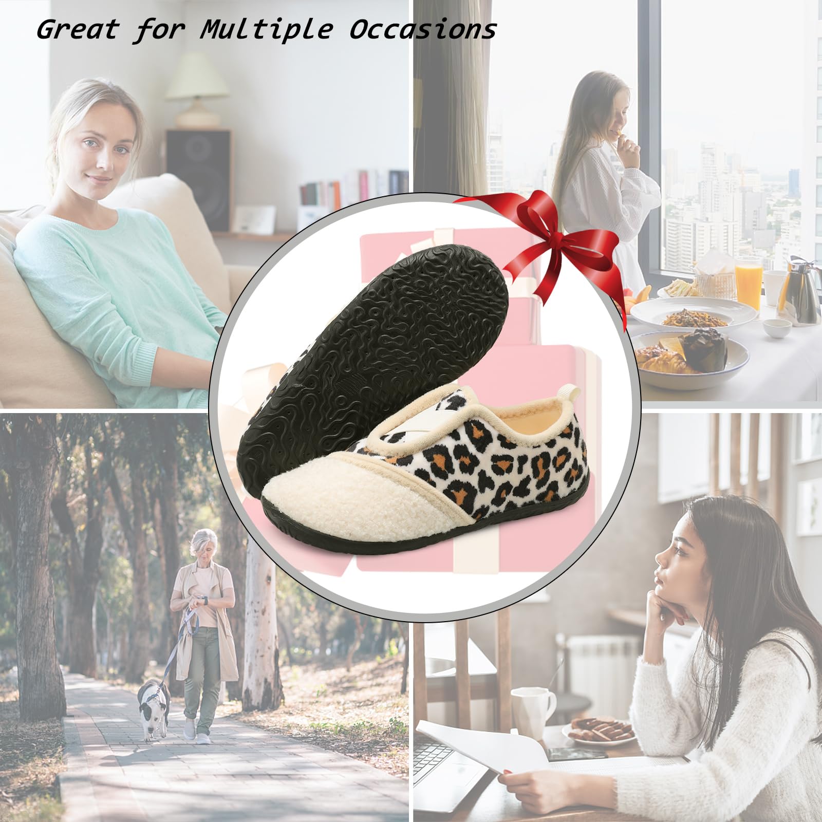 JIAUSQI Women's Fuzzy Slip-On House Slippers - Soft Indoor/Outdoor Comfort Shoes for Women | Perfect for Home, Lounge & Quick Errands