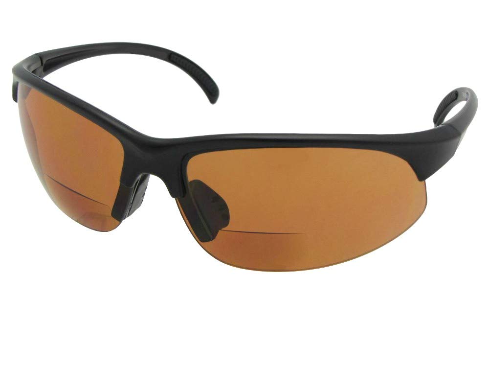 Semi Rimless Bifocal Sunglasses B33 - Reading & Distance Vision - Lightweight UV Protection Eyewear for Driving, Fishing, and Outdoor Activities