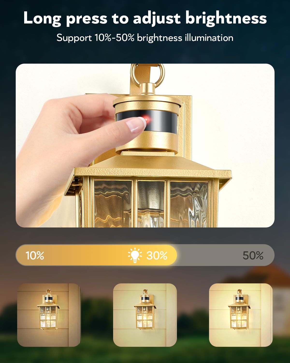 VIANIS Gold Outdoor Wall Lights with Motion Sensor - Modern LED Porch Lights for Garage, House Exterior - Waterproof Lantern Fixtures & Wall Sconce Lighting (Perfect for Entryway, Patio, Garden Security)