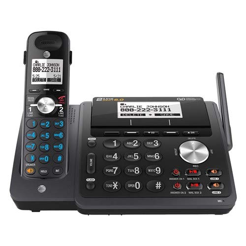 AT&T TL88102BK DECT 6.0 2-Line Expandable Cordless Phone with Answering System, Dual Caller ID & Call Waiting - 1 Handset, Black - Ideal for Home & Small Business Office Use