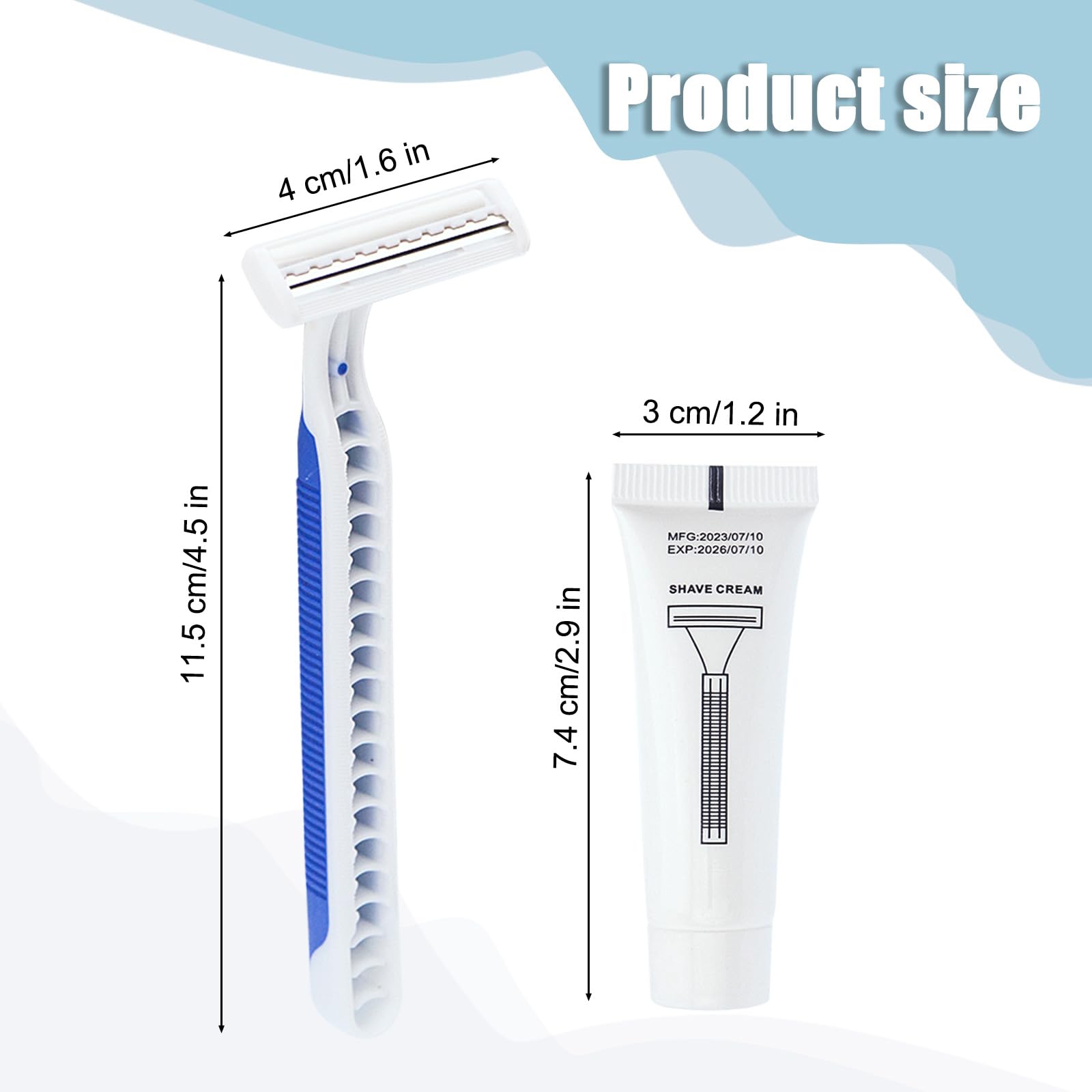 60 Pack Bulk Disposable Razors - Twin Blade Shaving Razors with Clear Cap & 10g Shaving Cream - Individually Wrapped for Hygiene - Perfect for Travel, Hotels, Shelters & Charity Donations - Smooth Shaving Solution for Men & Women
